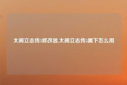 太阁立志传5修改器,太阁立志传5属下怎么用
