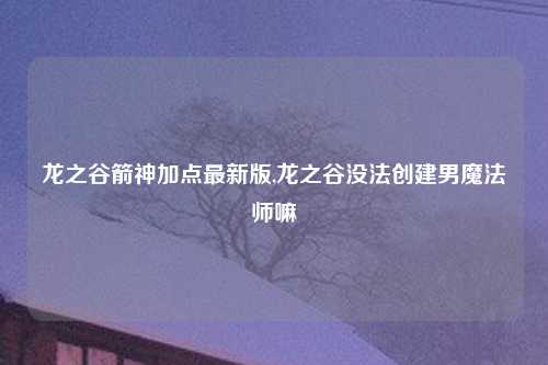 龙之谷箭神加点最新版,龙之谷没法创建男魔法师嘛