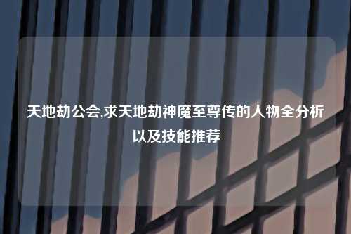 天地劫公会,求天地劫神魔至尊传的人物全分析以及技能推荐