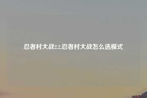 忍者村大战2.2,忍者村大战怎么选模式