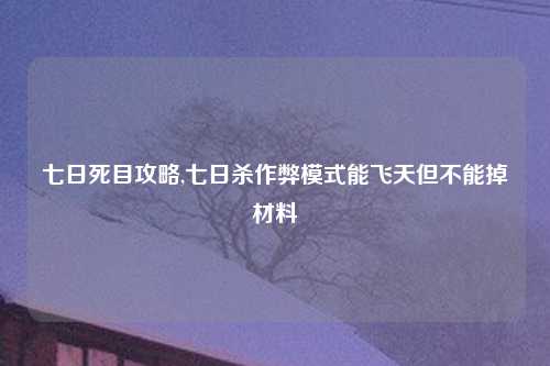 七日死目攻略,七日杀作弊模式能飞天但不能掉材料