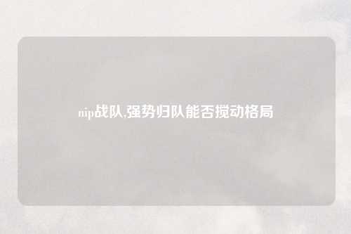 nip战队,强势归队能否搅动格局