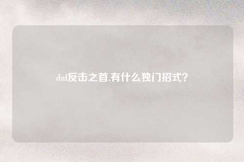 dnf反击之首,有什么独门招式？