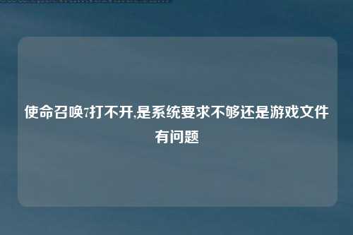 使命召唤7打不开,是系统要求不够还是游戏文件有问题