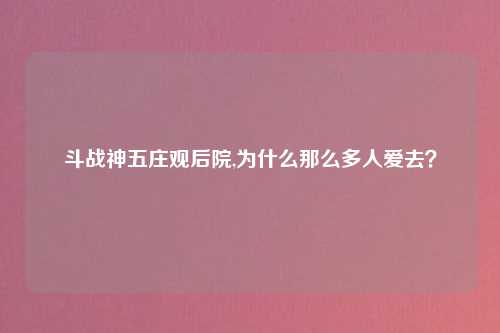 斗战神五庄观后院,为什么那么多人爱去？