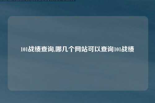 101战绩查询,哪几个网站可以查询101战绩