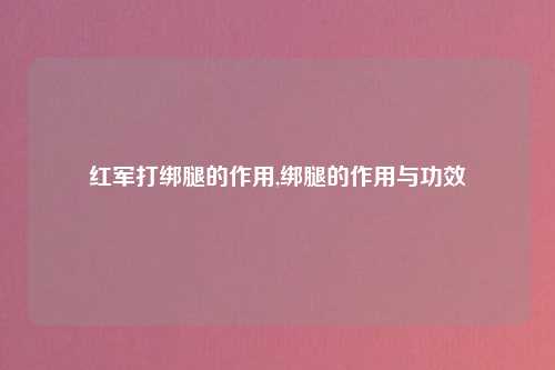 红军打绑腿的作用,绑腿的作用与功效