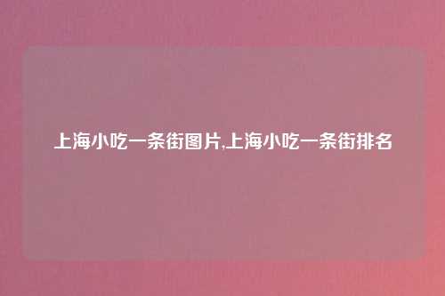 上海小吃一条街图片,上海小吃一条街排名