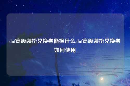 dnf高级装扮兑换券能换什么,dnf高级装扮兑换券如何使用