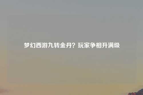 梦幻西游九转金丹？玩家争相升满级