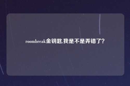 roombreak金钥匙,我是不是弄错了？