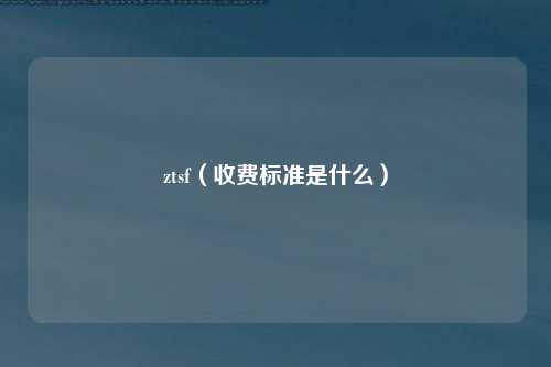 ztsf（收费标准是什么）