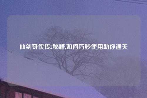 仙剑奇侠传2秘籍,如何巧妙使用助你通关