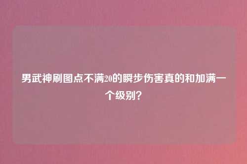 男武神刷图点不满20的瞬步伤害真的和加满一个级别？