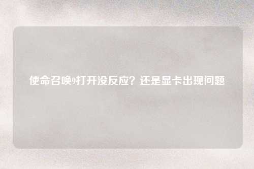 使命召唤9打开没反应？还是显卡出现问题