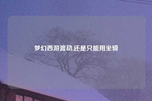 梦幻西游渡劫,还是只能用坐骑