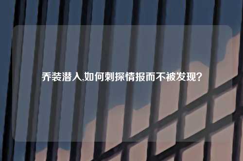 乔装潜入,如何刺探情报而不被发现？