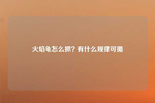 火焰龟怎么抓？有什么规律可循