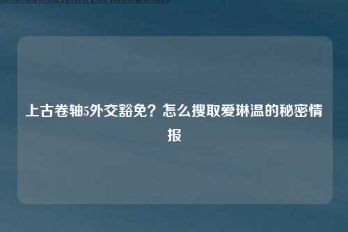 上古卷轴5外交豁免？怎么搜取爱琳温的秘密情报