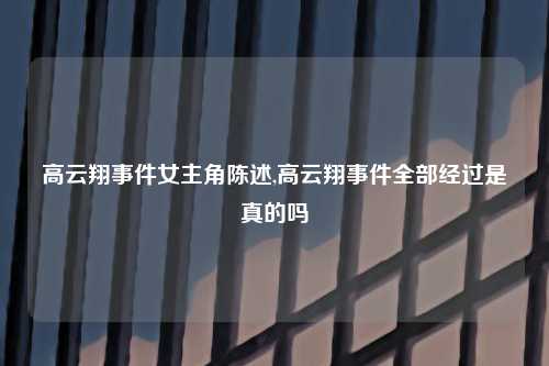 高云翔事件女主角陈述,高云翔事件全部经过是真的吗