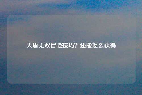 大唐无双冒险技巧？还能怎么获得