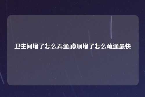 卫生间堵了怎么弄通,蹲厕堵了怎么疏通最快