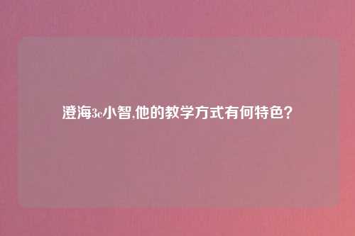澄海3c小智,他的教学方式有何特色？