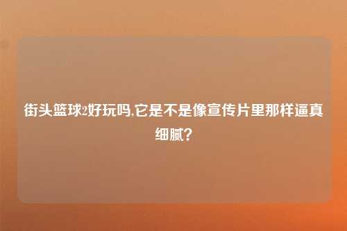 街头篮球2好玩吗,它是不是像宣传片里那样逼真细腻？