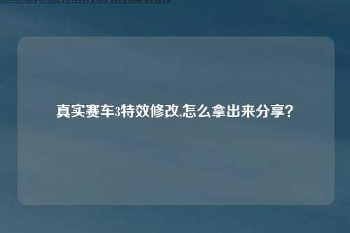 真实赛车3特效修改,怎么拿出来分享？