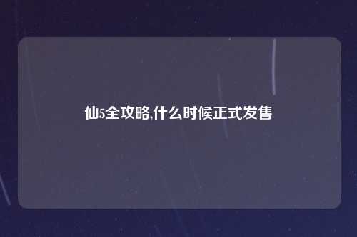 仙5全攻略,什么时候正式发售