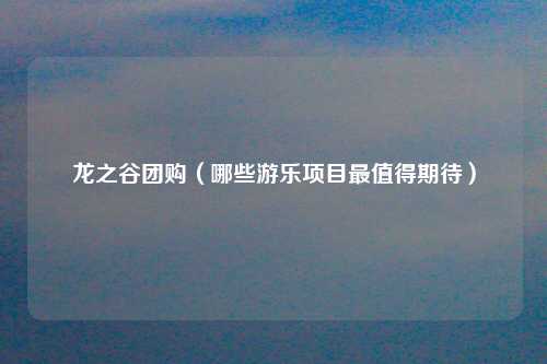 龙之谷团购（哪些游乐项目最值得期待）