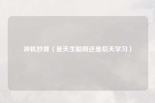 神机妙算（是天生聪明还是后天学习）