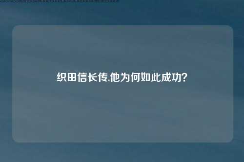 织田信长传,他为何如此成功？