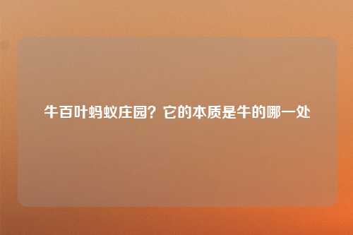 牛百叶蚂蚁庄园？它的本质是牛的哪一处