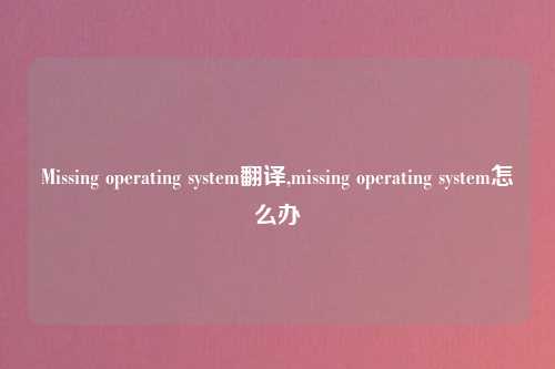 Missing operating system翻译,missing operating system怎么办