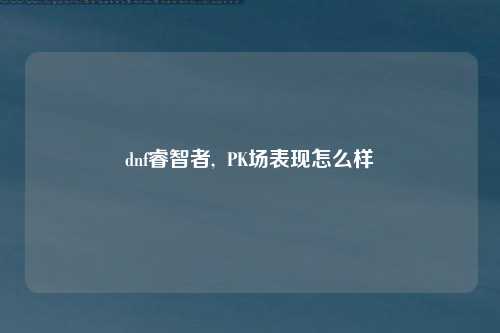 dnf睿智者,  PK场表现怎么样