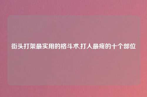 街头打架最实用的格斗术,打人最疼的十个部位