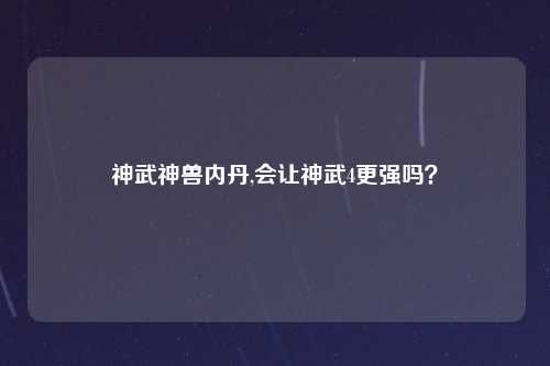 神武神兽内丹,会让神武4更强吗？