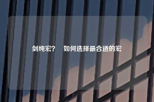 剑纯宏？   如何选择最合适的宏