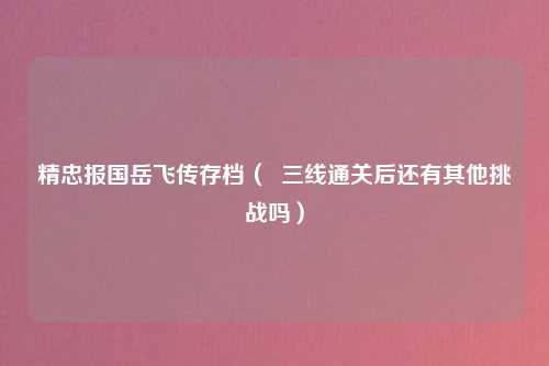 精忠报国岳飞传存档（  三线通关后还有其他挑战吗）