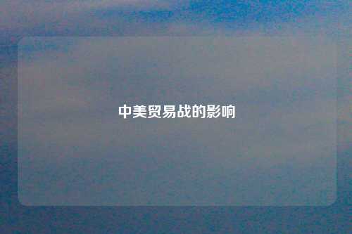 中美贸易战的影响