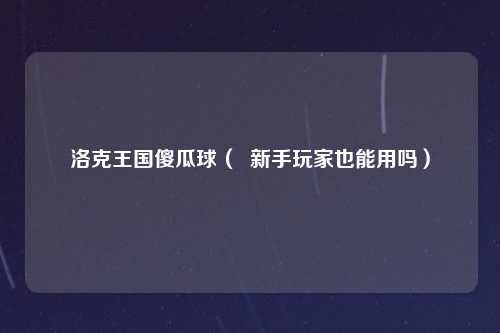 洛克王国傻瓜球（  新手玩家也能用吗）