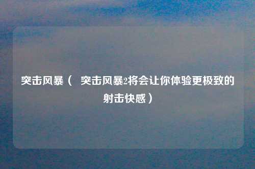 突击风暴（  突击风暴2将会让你体验更极致的射击快感）