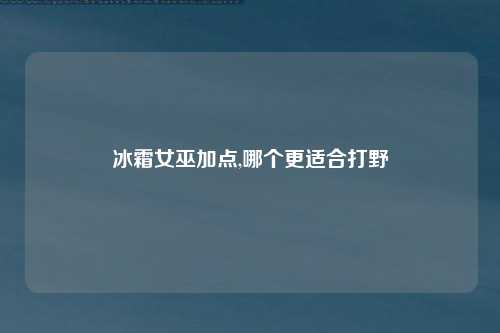 冰霜女巫加点,哪个更适合打野