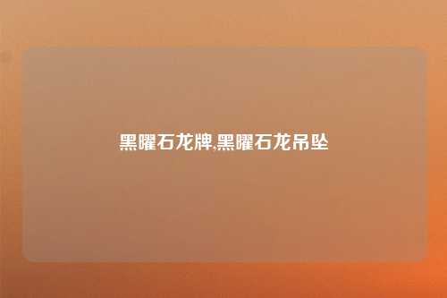黑曜石龙牌,黑曜石龙吊坠