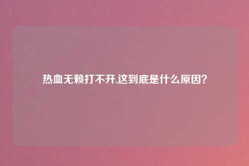 热血无赖打不开,这到底是什么原因？
