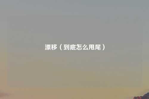 漂移（到底怎么甩尾）