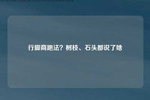 行脚商跑法？树枝、石头都说了啥