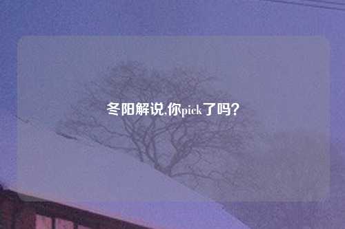 冬阳解说,你pick了吗？