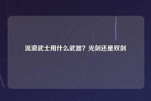 流浪武士用什么武器？光剑还是双剑